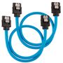 CORSAIR Premium Sleeved SATA Data Cable Set with Straight Connectors_ Blue_ 30cm