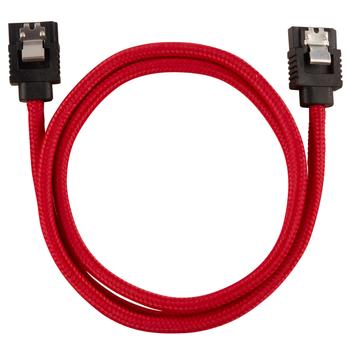 CORSAIR Premium Sleeved SATA Data Cable Set with Straight Connectors_ Red_ 60cm (CC-8900254)