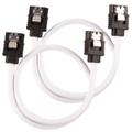CORSAIR Premium Sleeved SATA Data Cable Set with Straight Connectors_ White_ 30cm