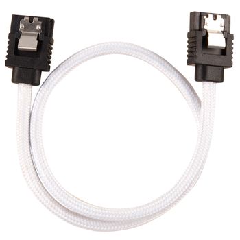 CORSAIR Premium Sleeved SATA Data Cable Set with Straight Connectors_ White_ 30cm (CC-8900249)