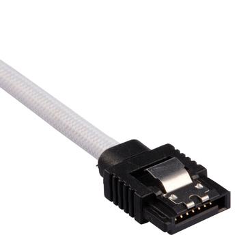 CORSAIR Premium Sleeved SATA Data Cable Set with Straight Connectors_ White_ 60cm (CC-8900253)
