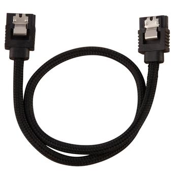 CORSAIR Premium Sleeved SATA Data Cable Set with Straight Connectors_ Black_ 30cm (CC-8900248)