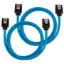 CORSAIR Premium Sleeved SATA Data Cable Set with Straight Connectors_ Blue_ 60cm