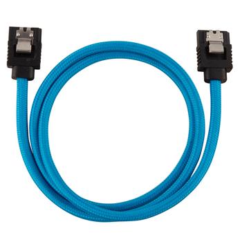 CORSAIR Premium Sleeved SATA Data Cable Set with Straight Connectors_ Blue_ 60cm (CC-8900255)