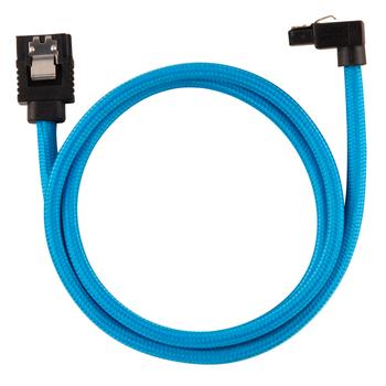 CORSAIR Premium Sleeved SATA Data Cable Set with 90_ Connectors_ Blue_ 60cm (CC-8900285)
