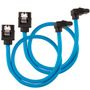 CORSAIR Premium Sleeved SATA Data Cable Set with 90_ Connectors_ Blue_ 30cm