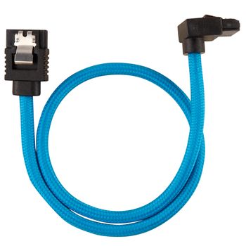 CORSAIR Premium Sleeved SATA Data Cable Set with 90_ Connectors_ Blue_ 30cm (CC-8900281)