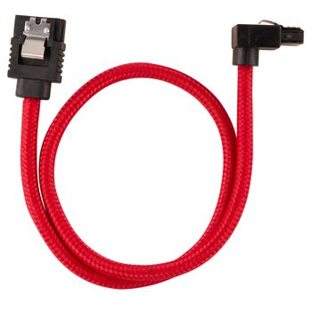 CORSAIR Premium Sleeved SATA Data Cable Set with 90_ Connectors_ Red_ 30cm (CC-8900280)