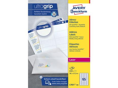 AVERY Etikett Avery mini laser 38, 1x21, 2(6500) (L7651-100)