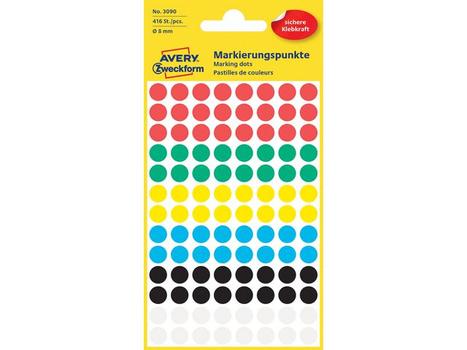 AVERY Etikett AVERY manuell Ø8mm ass frg (416) (3090)