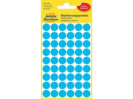 AVERY Etiket Avery blå Ø12mm 3142 270stk/ pak (3142)