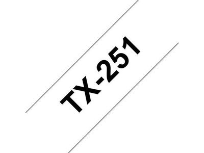 BROTHER TX-tape (lamineret) (kat.2) - sort tekst på hvid tape, 24mm., 15m. pr. rulle (TX-251)