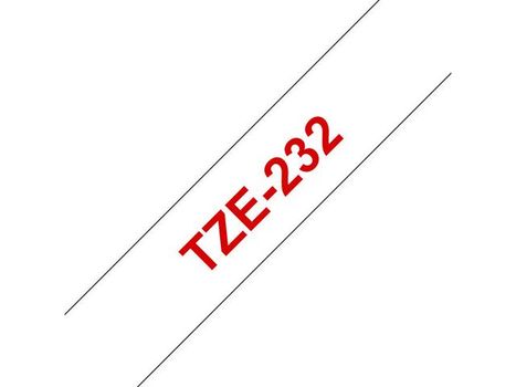 Brother 12MM Red On White Tape (TZE-232)