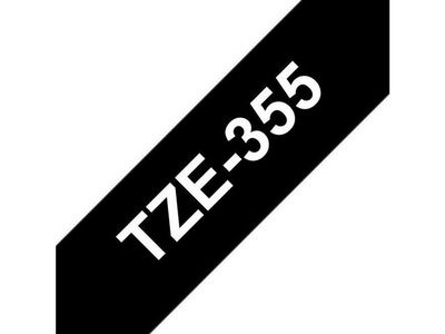 BROTHER TZ-tape / 24mm / White Text / Black Tape (TZE-355)