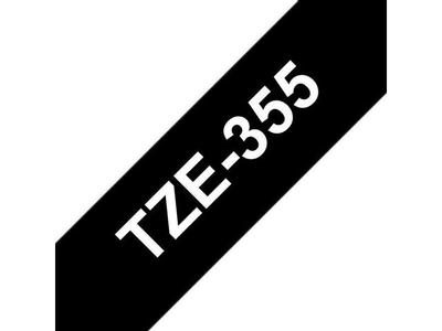 BROTHER TZ-tape / 24mm / White Text / Black Tape (TZE-355)