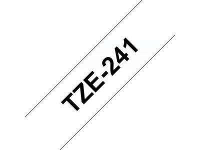 BROTHER TZ 18mm sort på hvid (TZE-241)