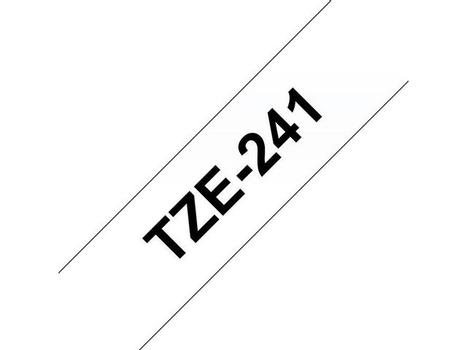 BROTHER TZ241 Tejp Svart Text, Vit botten, 18mm (TZE-241)