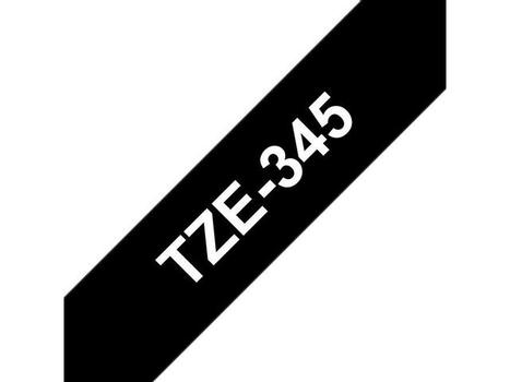 BROTHER TZ-tape / 18mm / White Text / Black Tape (TZE345)