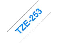 BROTHER TZ 24mm blå på hvid (TZE253)