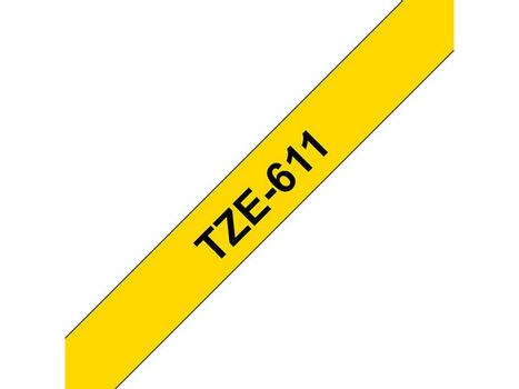 BROTHER 6MM Black On Yellow Tape (TZE611)