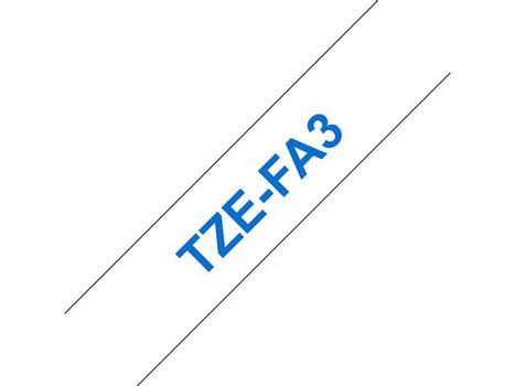 BROTHER Tape BROTHER TZe-FA3 12mm Blå på Vit (TZE-FA3)