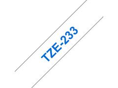 BROTHER TZ 12mm blå på hvid (TZE233)