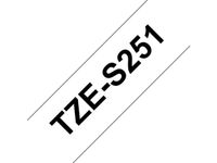 BROTHER TZS 24mm sort på hvid ex. klæb (TZES251)