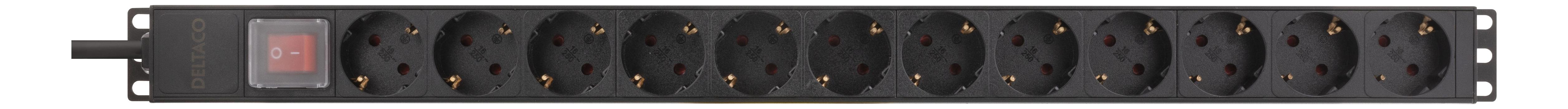 DELTACO GT-8512 Power strip 12-plug Black 2m (GT-8512)