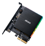 AKASA M.2 PCIe and M.2 SATA SSD adapter card with RGB light and heatsink (AK-PCCM2P-03)