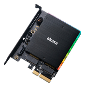 AKASA M.2 PCIe and M.2 SATA SSD adapter card with RGB light and heatsink