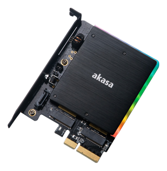 AKASA M.2 PCIe and M.2 SATA SSD adapter card with RGB light and heatsink (AK-PCCM2P-03)