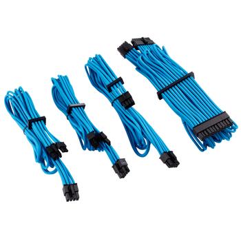 CORSAIR Premium Individually Sleeved PSU Cable Starter Kit_ Type 4 (Generation 4)_ BLUE (CP-8920218)