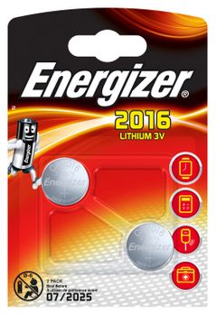 ENERGIZER Batteri CR2016 Lithium 2-pack (7638900248340)