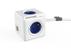 ALLOCACOC POWERCUBE Extended 4-Way 2x USB Blå 4 strømutganger, 2x usb porter, automatsikring, jordet, barnesikring, 1,5m kabel