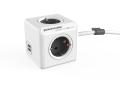 ALLOCACOC PowerCube extended usb - Strømfordelingsenhed - AC 230 V - output-stikforbindelser: 4 (CEE 7/4) - trækvognsgrå