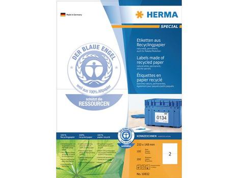 HERMA Etiketten A4 210x148     mm Rec.Blauer Engel  200 St. (10832)