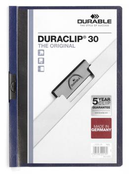 DURABLE DURACLIP 30 A4 Document Clip Folder Dark Blue (Pack 25) - 220028 (220028)