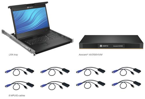 VERTIV LCD,8P KVM, 8 CABLES, USB (LRA185KMM8D-204)