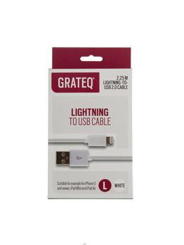 GRATEQ USB-A - MFi LIGHTNING CABLE 2.25M (85005)