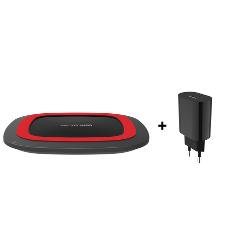 REALPOWER FreeCharger-10 schwarz rot, wireless Ladestation (257639)