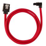CORSAIR Premium Sleeved SATA Data Cable Set with 90_ Connectors_ Red_ 60cm (CC-8900284)