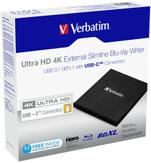 Verbatim Ultra HD 4K External Slimline Blu-ray Writer with USB-C connection (43888)