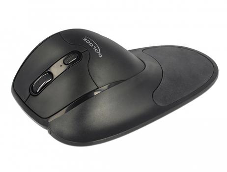 DELOCK Ergonomic optical 5-button mouse 2.4 GHz wireless with Wrist Rest - left handers (12552)