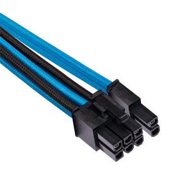 CORSAIR Premium Individually Sleeved Split PCIe cable (2 connectors)_ Type 4 (Generation 4)_ BLUE/BL (CP-8920256)