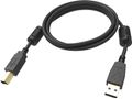 VISION Professional installation-grade USB 2.0 cable - LIFETIME WARRANTY - gold plated connectors - ferrite cores USB-A end - bandwidth 480mbit/s - over 65% coverage braided shield - USB-A (M) to USB-B (M) -