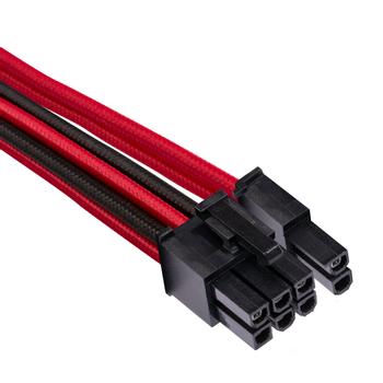 CORSAIR Premium Individually Sleeved Split PCIe cable (2 connectors)_ Type 4 (Generation 4)_ RED/BLA (CP-8920254)