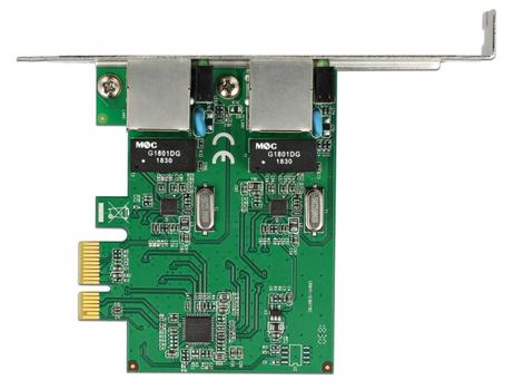 DELOCK 2x Gigabit LAN PCIe-kort,  Full duplex, silver (89999)