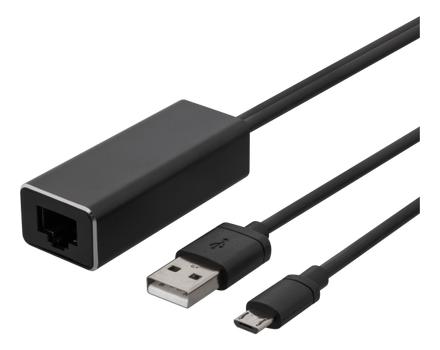 DELTACO Ethernet-adapter for ChromeCast,  USB, RJ45, black (CAST-ETHERNET)