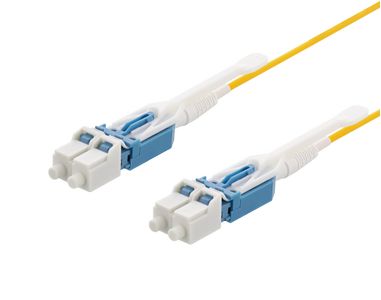 DELTACO OS2 fiber cable LC - LC, duplex, singlemode,  push / pull tab, APC, 9/125, 1m (LCLC-1S-PPT)