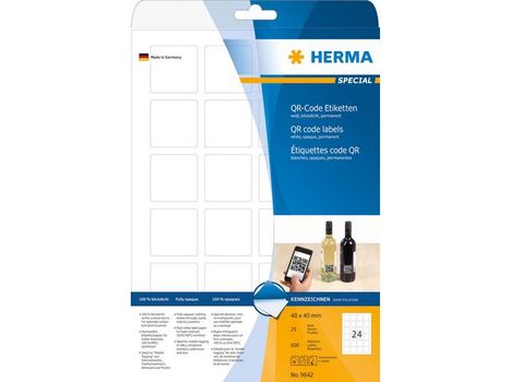HERMA QR-Code Etik. A4 40x40 mm quadratisch weiß 600 St. (9642)